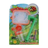 Набор юного натуралиста: складной сачок для "кошения" насекомых, баночка для хранения, пинцет.