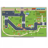 Магнитно-маркерная доска "Безопасный маршрут школьника" (дом-школа-дом) с комплектом тематических магнитов КМ-17