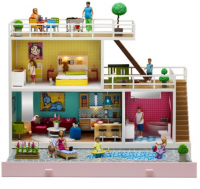 Кукольный домик с освещением Стокгольм с бассейном