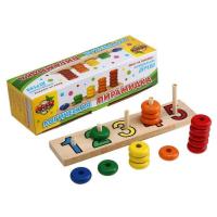 Пирамидки логические (5 шт на 1 основании) круги с цифрами, в коробке