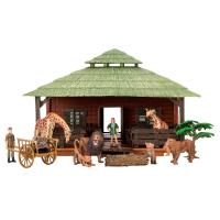 Набор фигурок животных серии "На ферме": Ферма игрушка, львы, жирафы, фермеры, инвентарь - 14 предметов