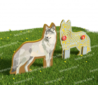 Двусторонний модуль с сенсорными элементами «Тактильный топиарий Волк»