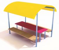 Стол со скамьями, с навесом