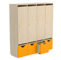 Шкаф для одежды с выдвижным ящиком четырехсекционный