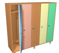 Шкаф для одежды на металлических ножках, четырехсекционный